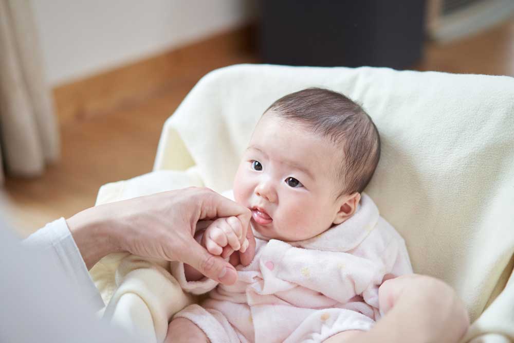 baby looking at something